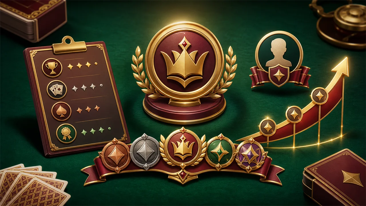 BriscaCard medals, ranking badges, profile progression and result records